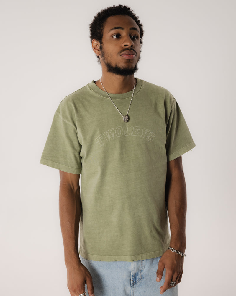 Pigment Dyed Green Varsity Tee