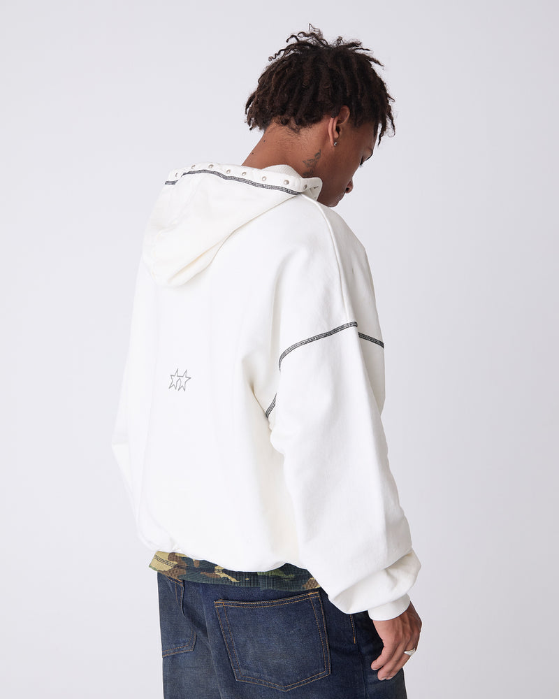 White Contrast Varsity Hoodie