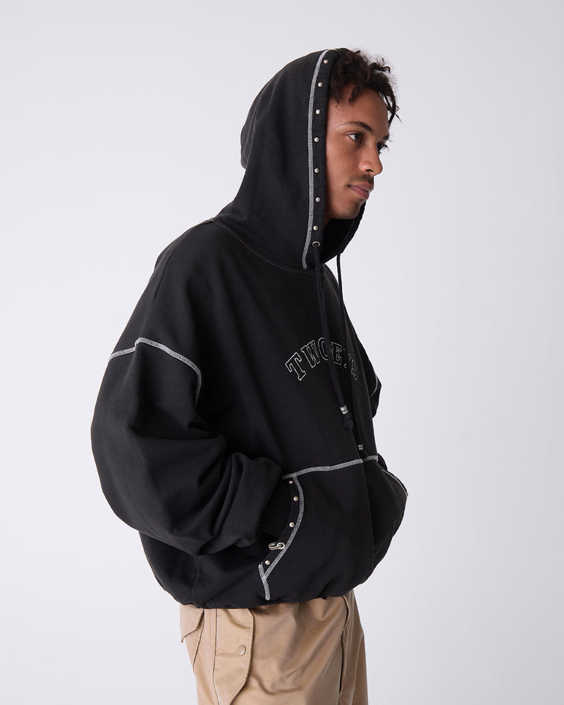Black Contrast Varsity Stud Hoodie