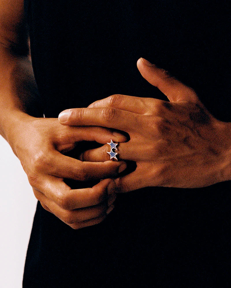 Icon Blue Enameled Single Ring