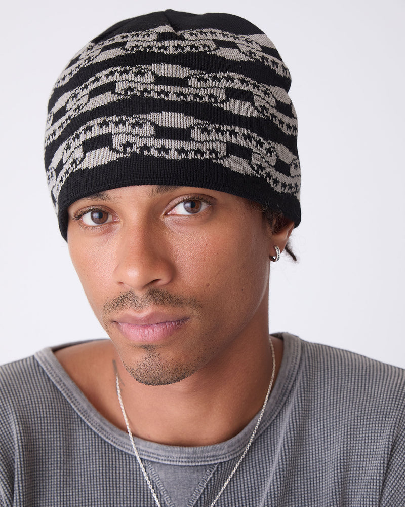 Black Icon Chain Beanie