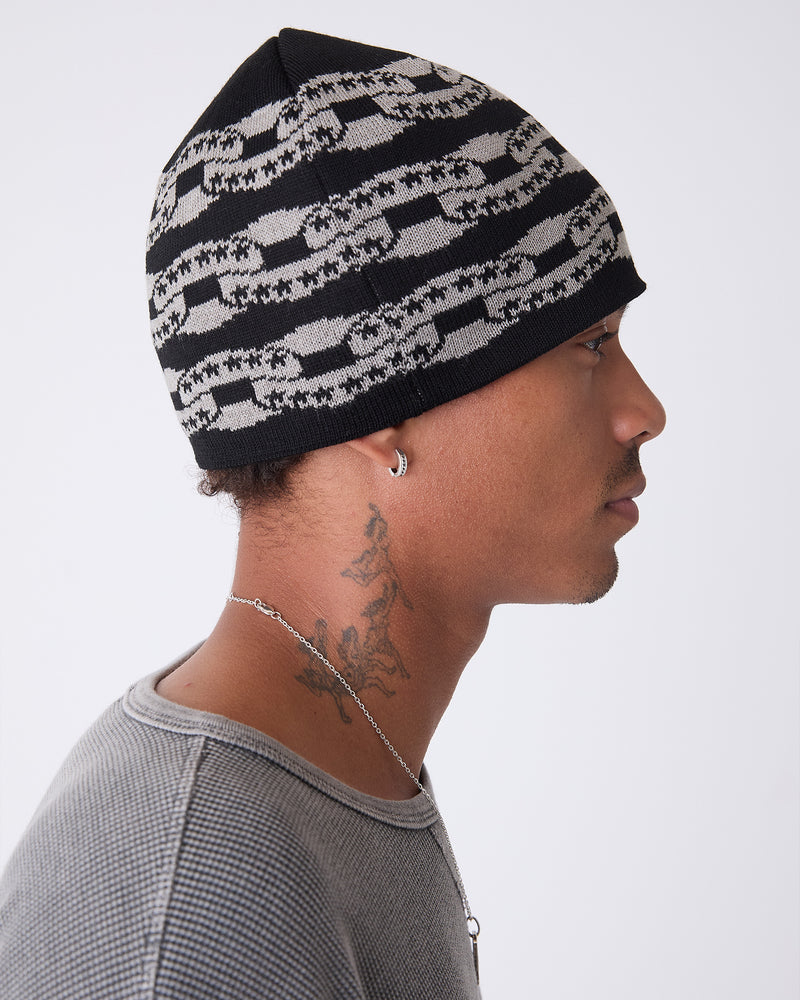 Black Icon Chain Beanie