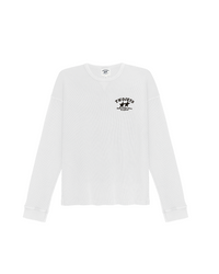 White Basic Waffle Long Sleeve