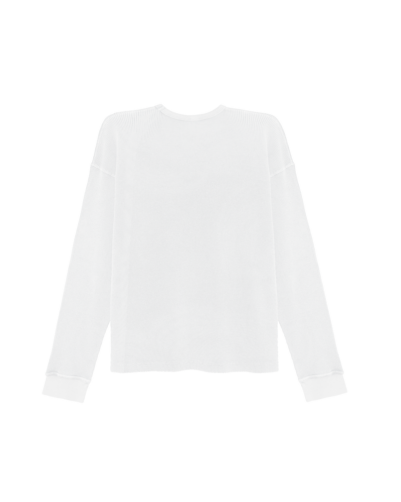 White Basic Waffle Long Sleeve