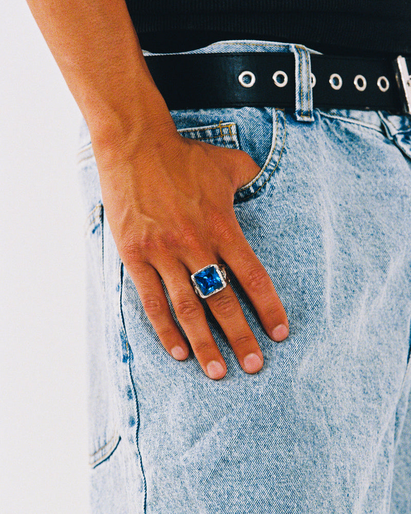 Anillo Stone Stamp Azul