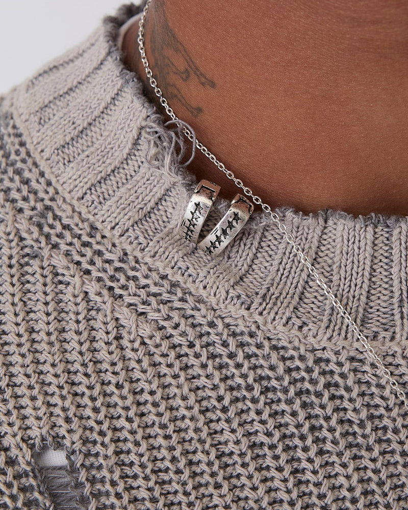 Distressed Icon Knit Sweater Grey