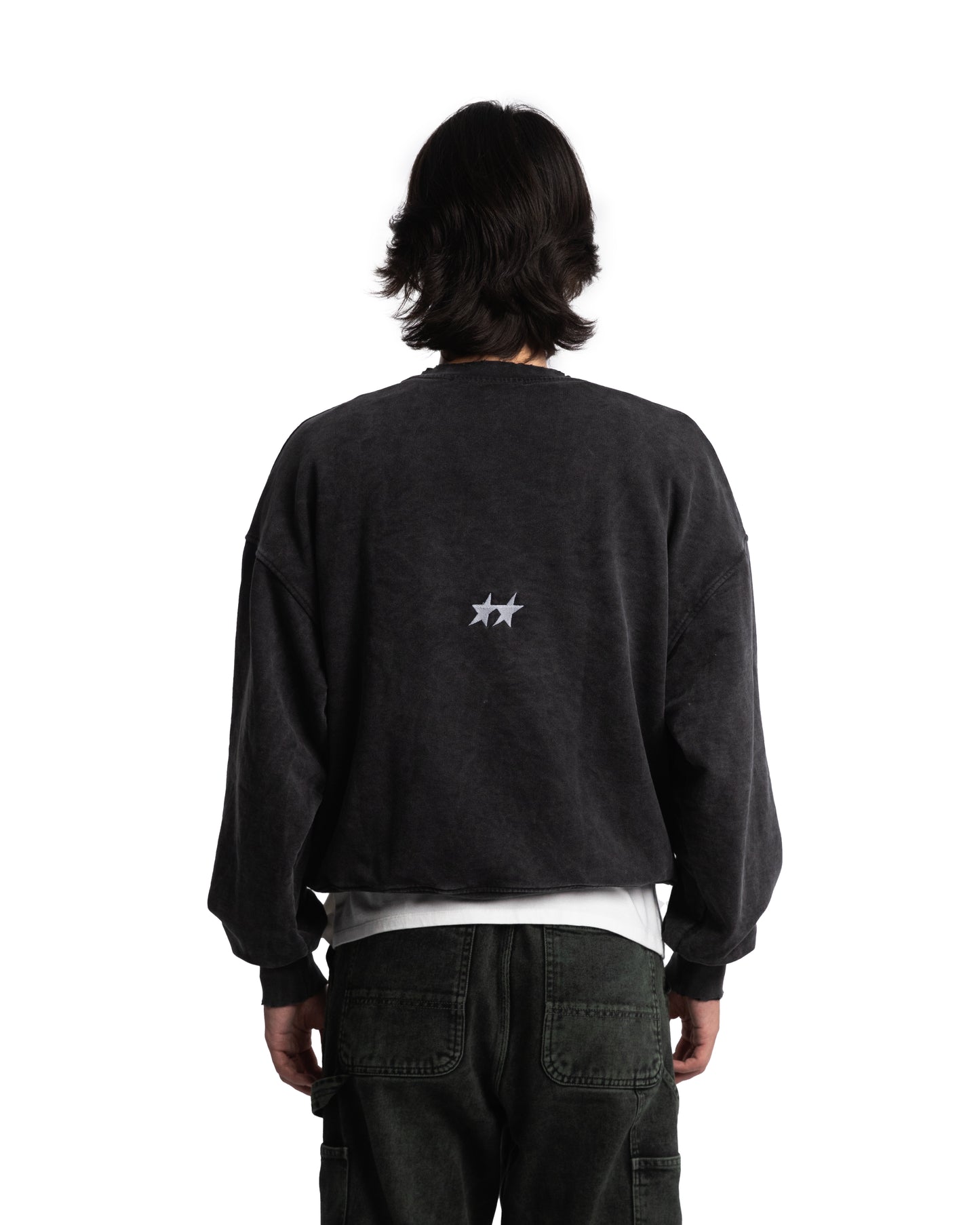 Icon Crewneck Acid Wash Black