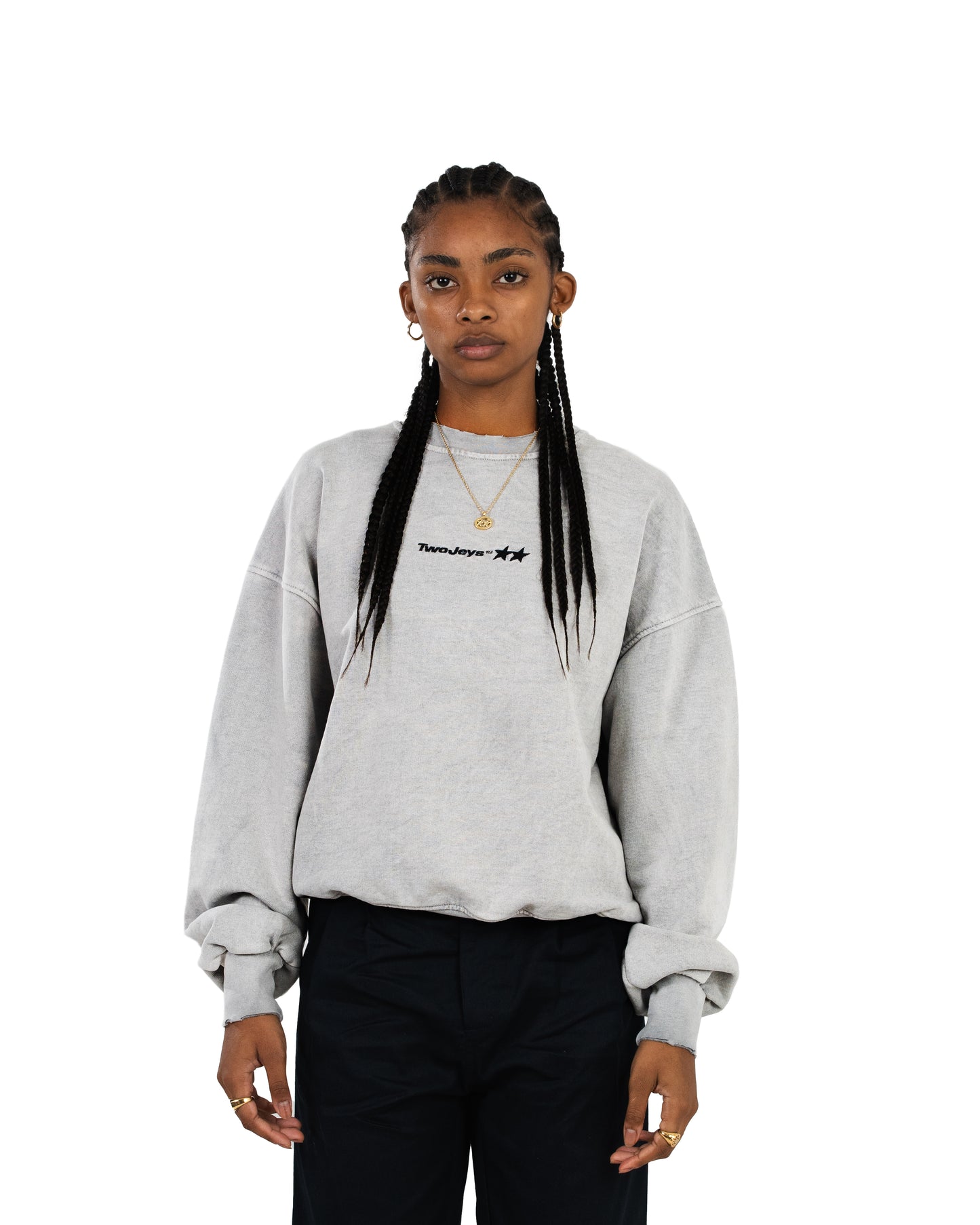 Icon Crewneck Acid Wash Grey
