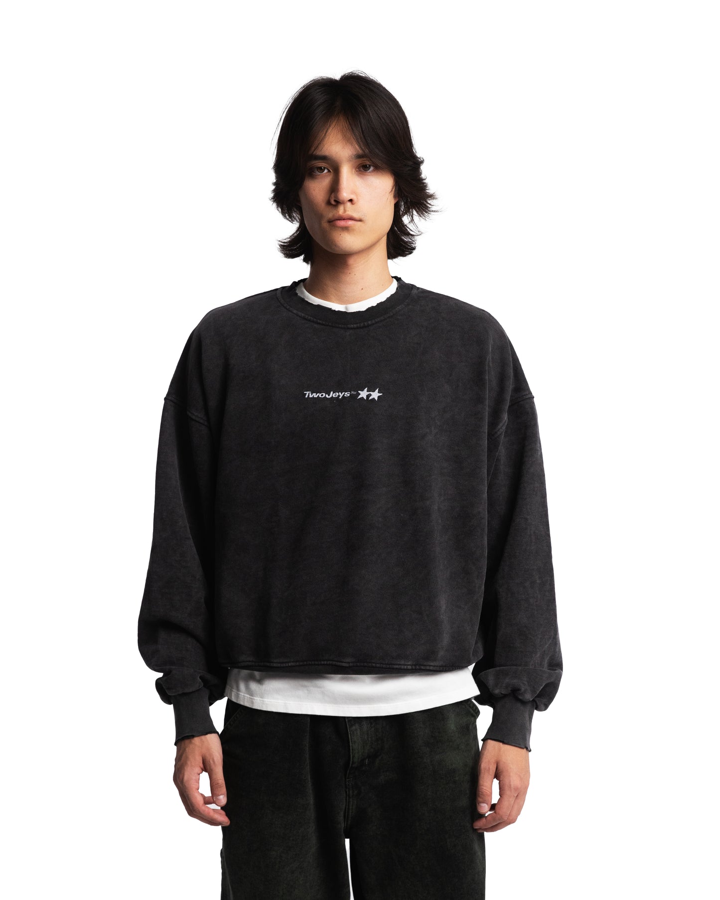 Icon Crewneck Acid Wash Black