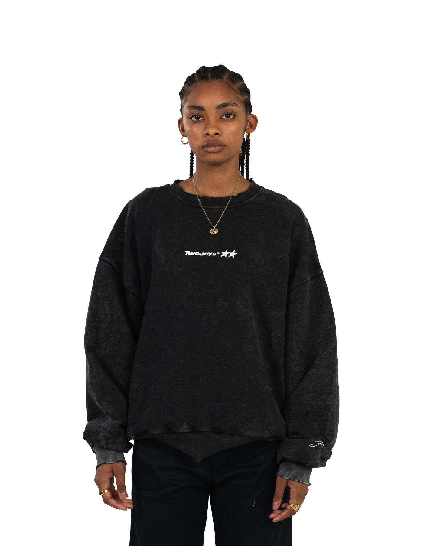 Icon Crewneck Acid Wash Black