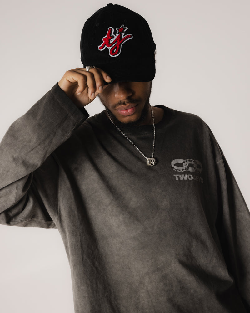 TJ Initials Corduroy Black Cap