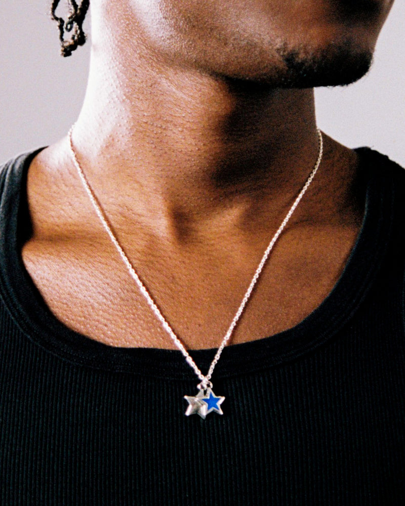 Two Stars Enameled Necklace