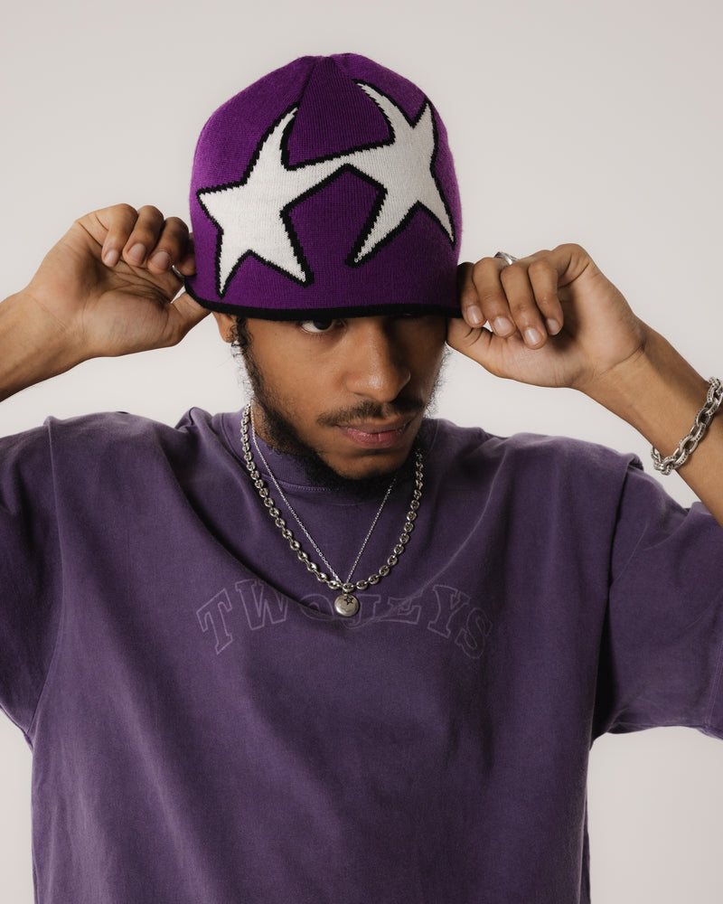 Reversible Icon Black/Purple Beanie