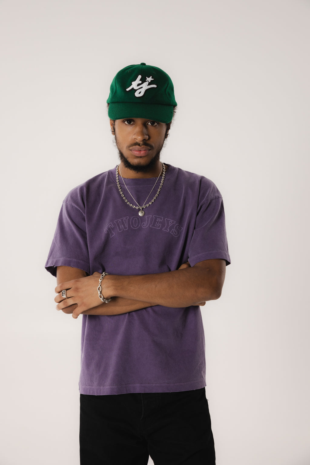 TJ Initials Wool Green Cap