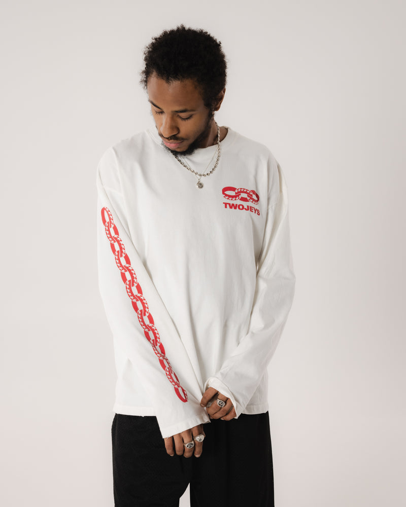 White Icon Chain Long Sleeve Tee