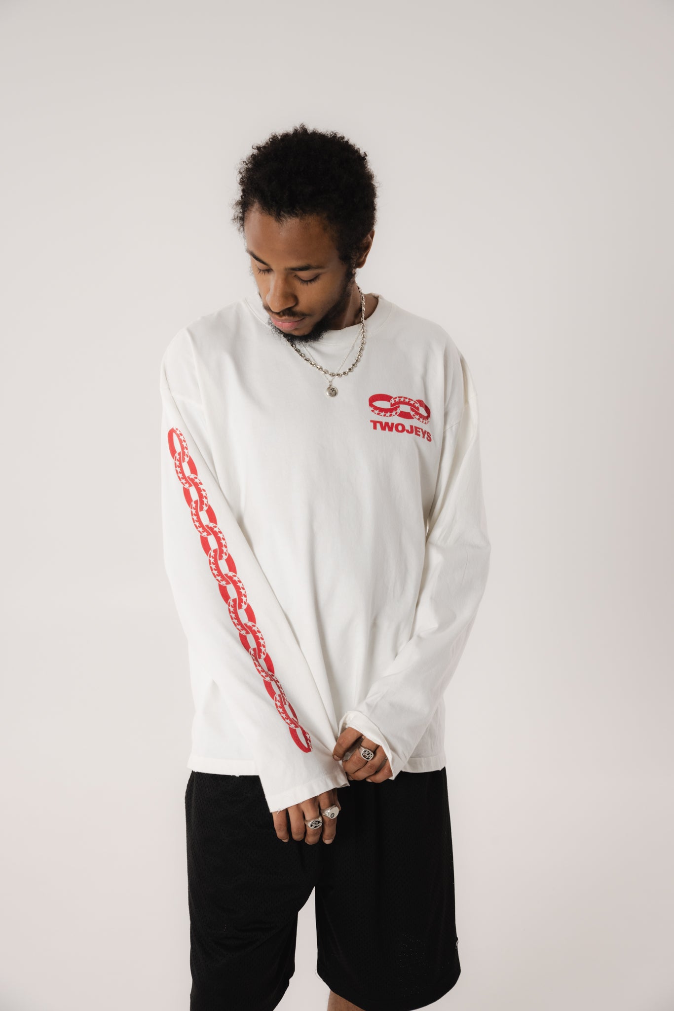 White Icon Chain Long Sleeve Tee