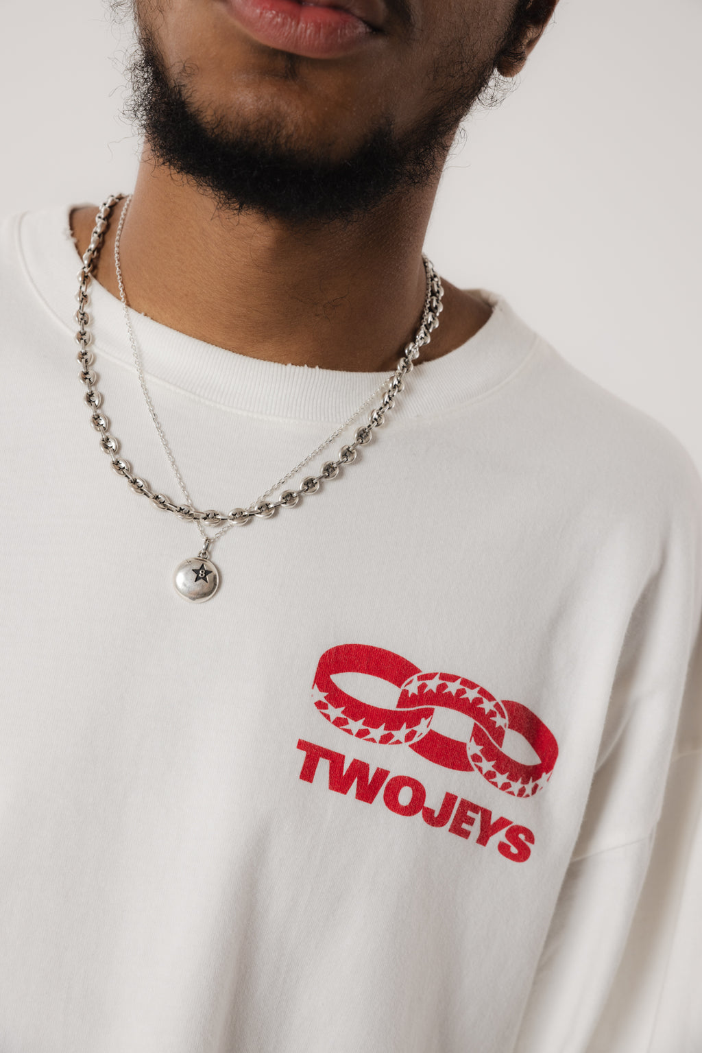White Icon Chain Long Sleeve Tee
