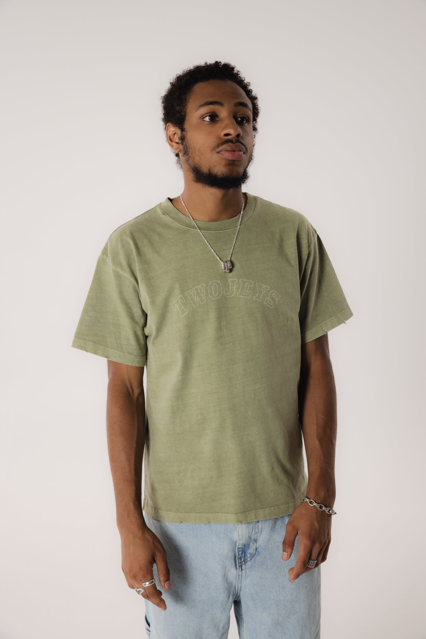 Pigment Dyed Green Varsity Tee