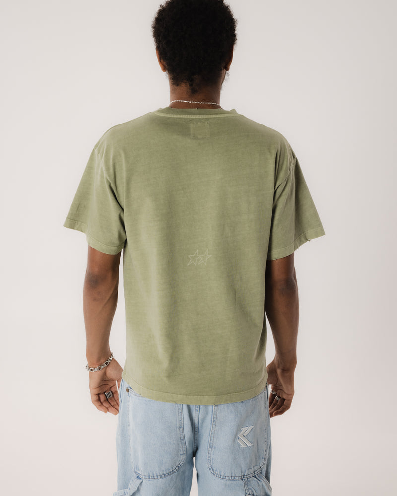 Pigment Dyed Green Varsity Tee