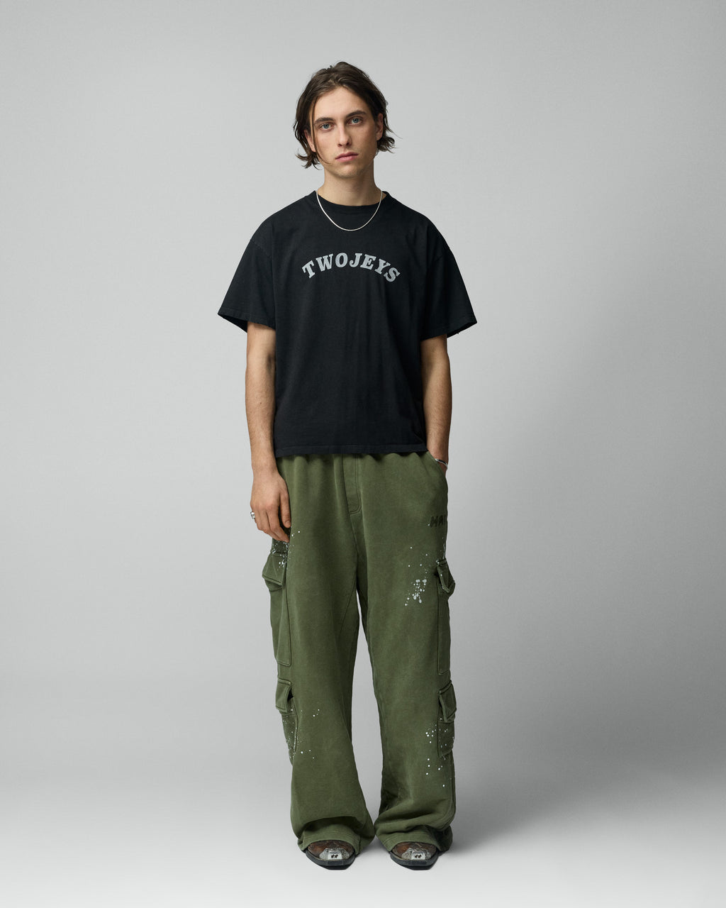 Stone Washed Black Varsity Tee