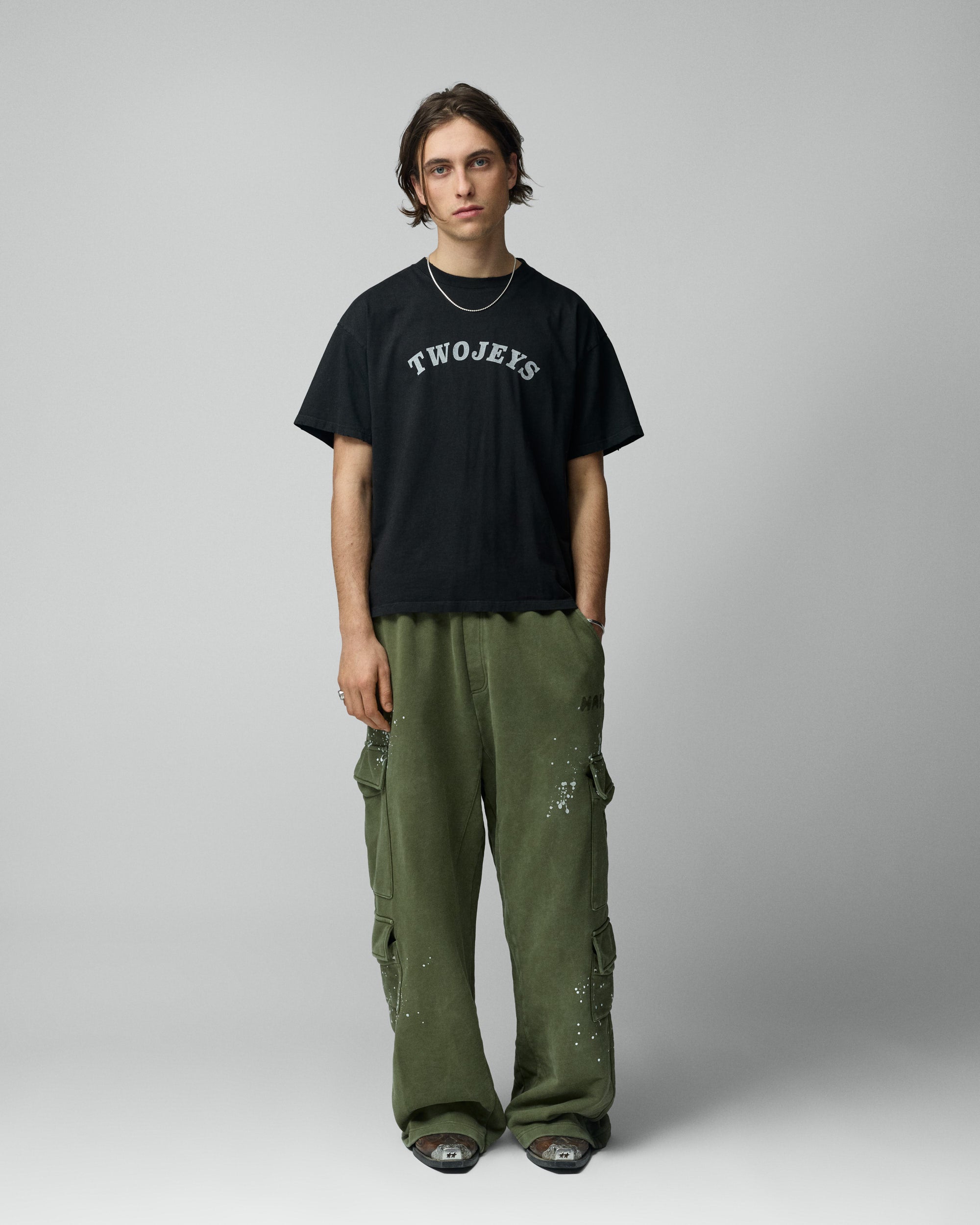 Stone Washed Black Varsity Tee