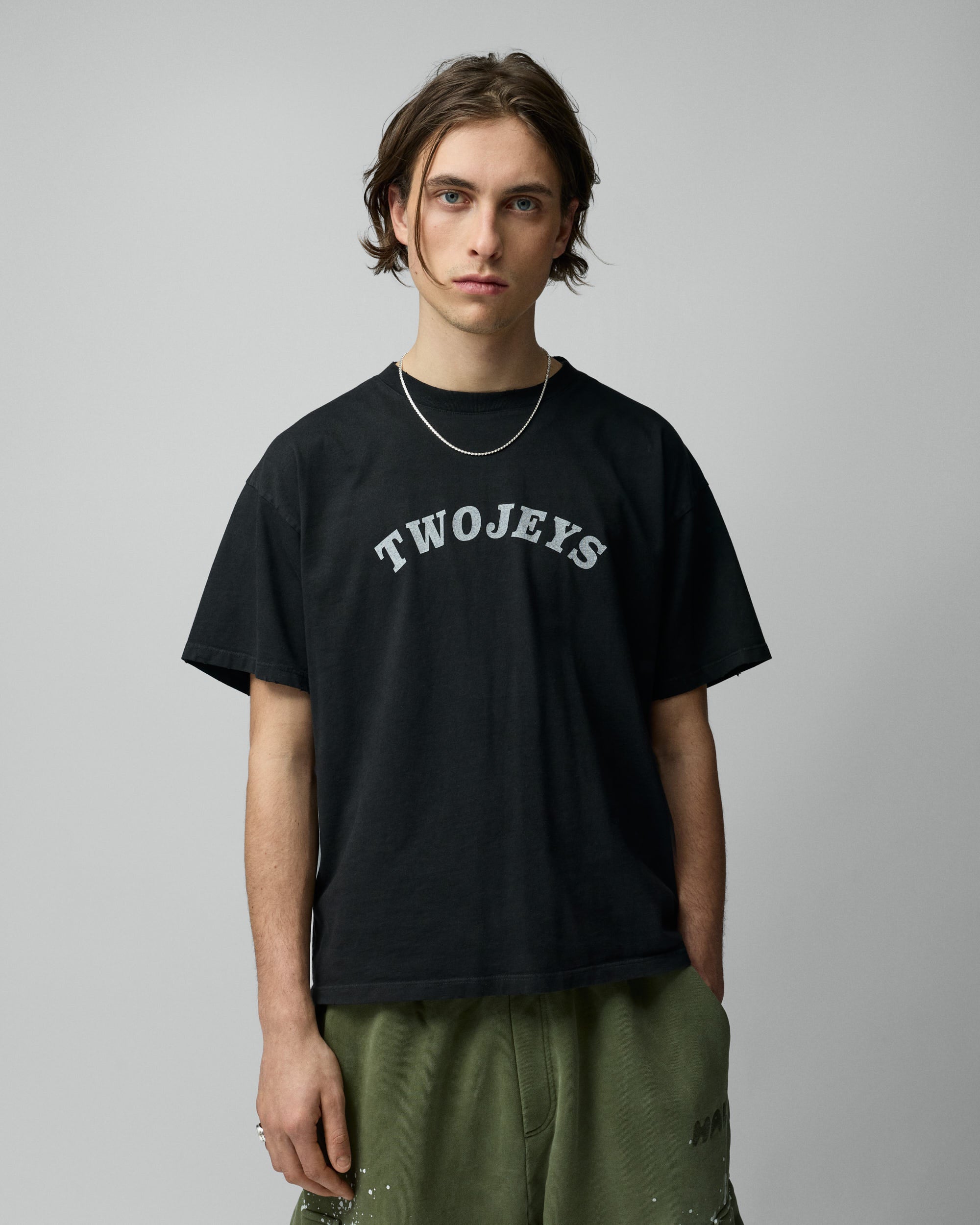 Stone Washed Black Varsity Tee