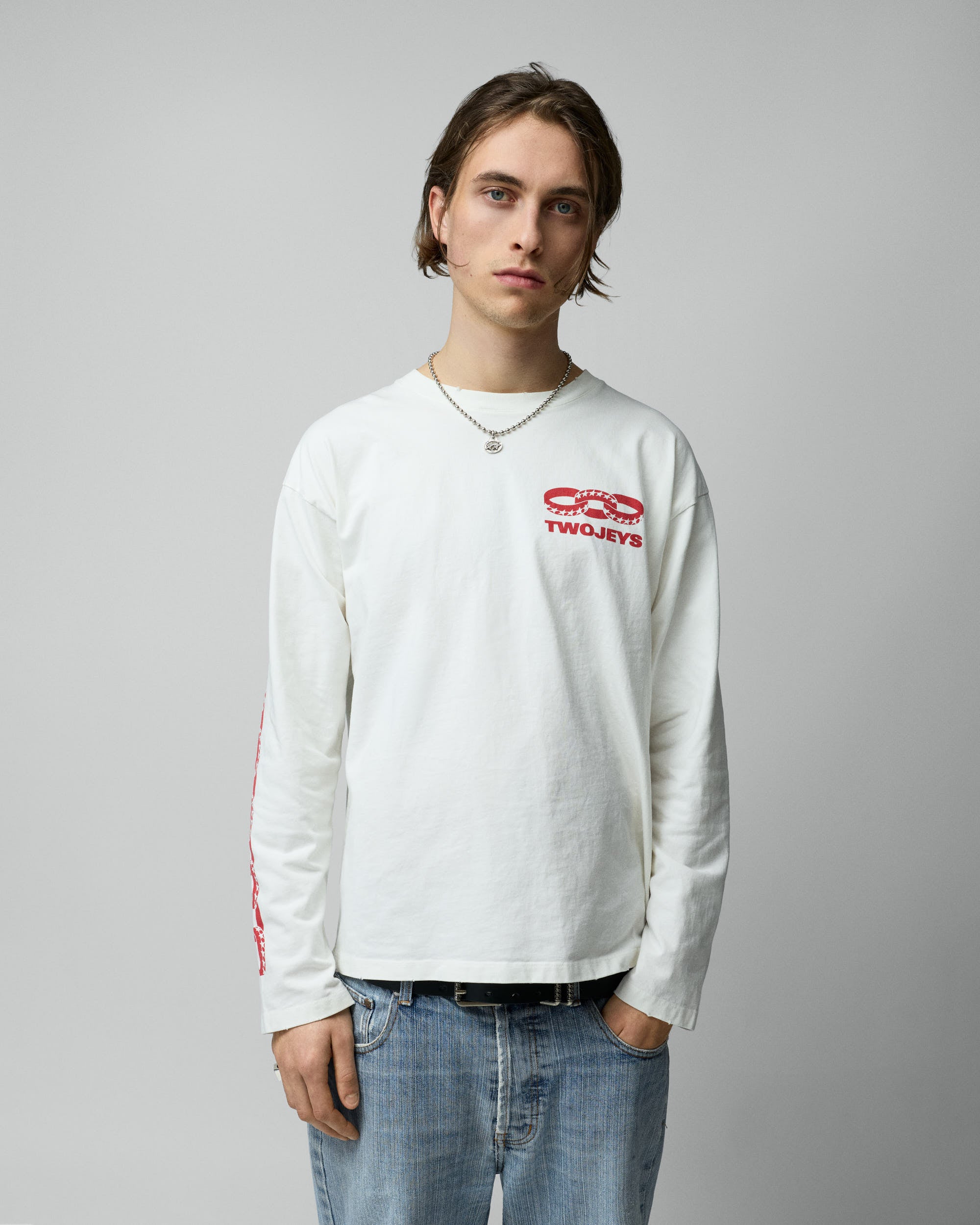 White Icon Chain Long Sleeve Tee
