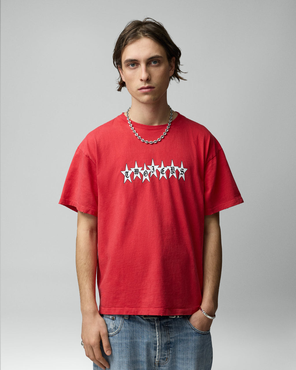 Red Graphic Stars Tee