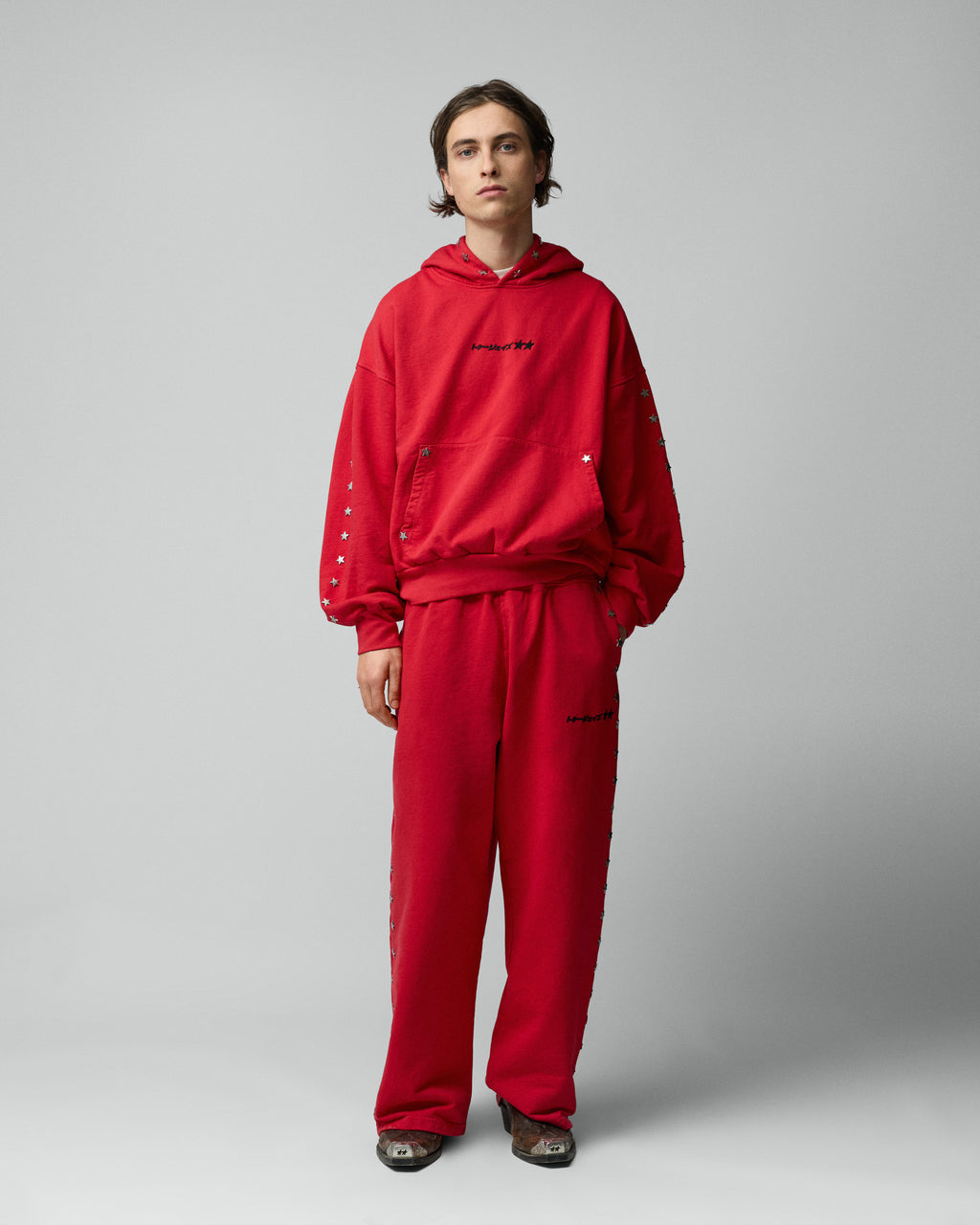 Stars Studded Red Hoodie