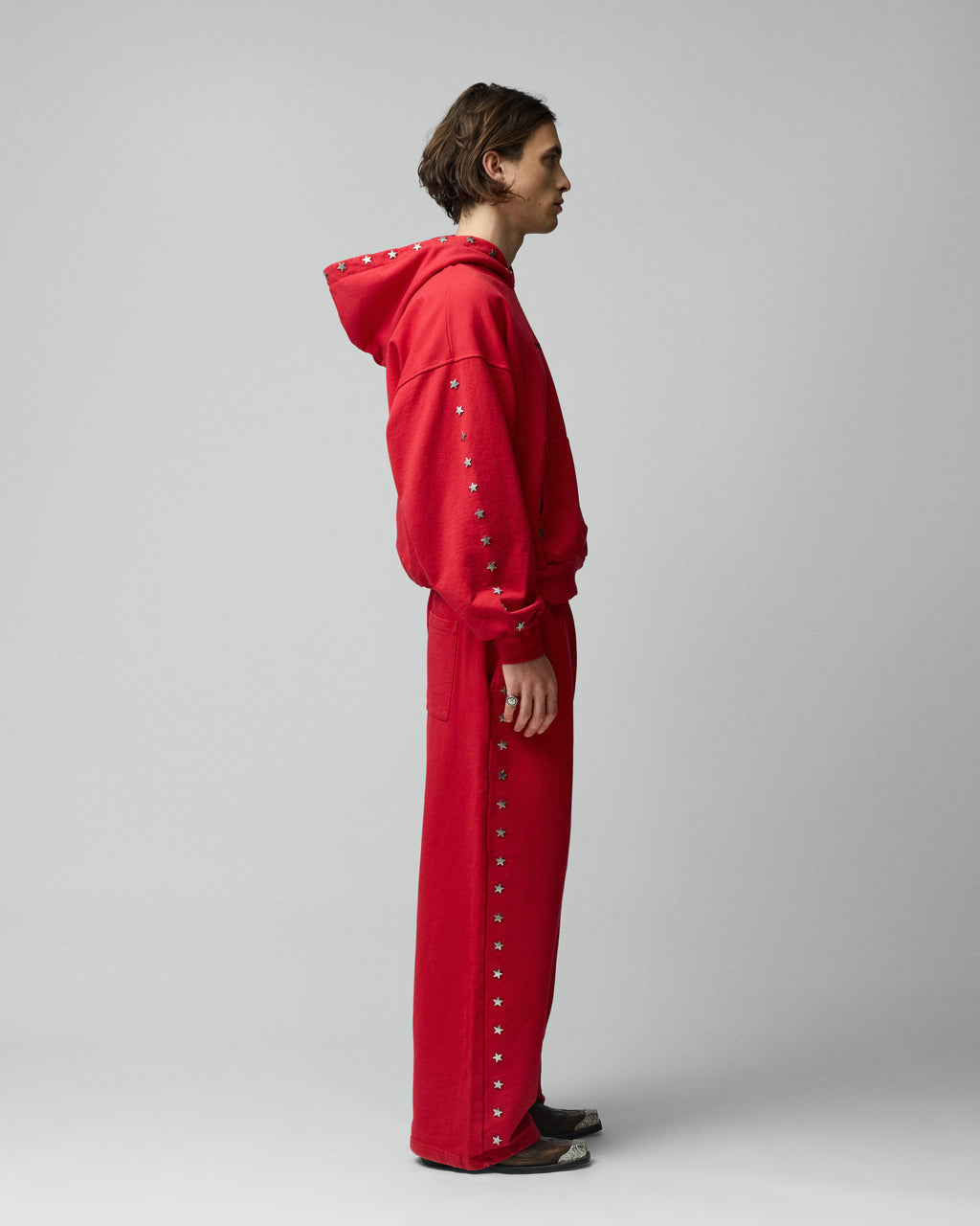 Stars Studded Red Hoodie