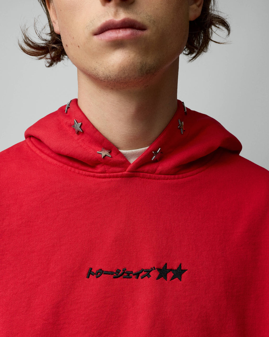 Stars Studded Red Hoodie