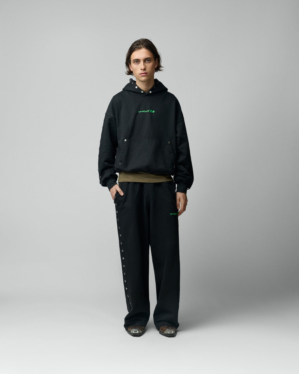 Stars Studded Coal Hoodie