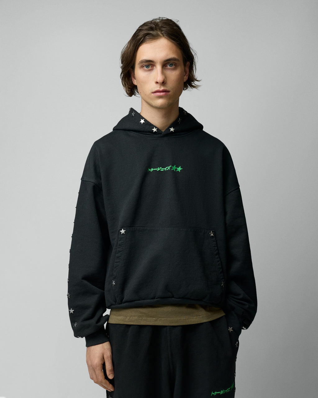 Stars Studded Coal Hoodie