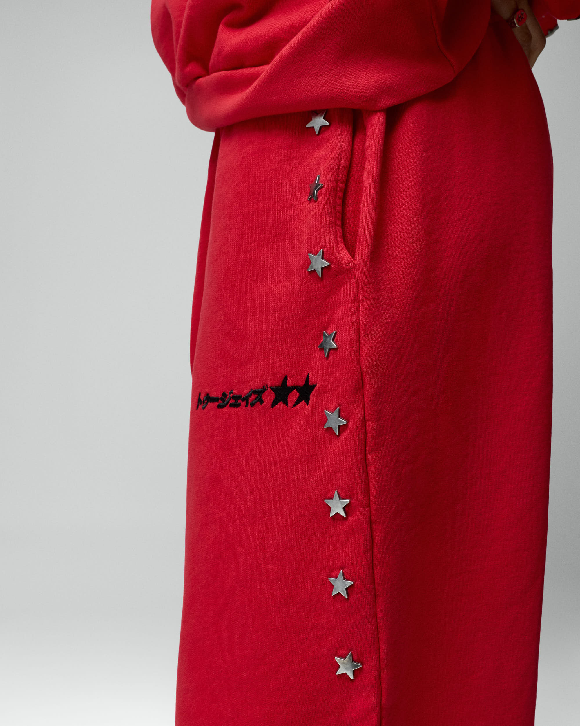 Stars Studded Red Sweatpants