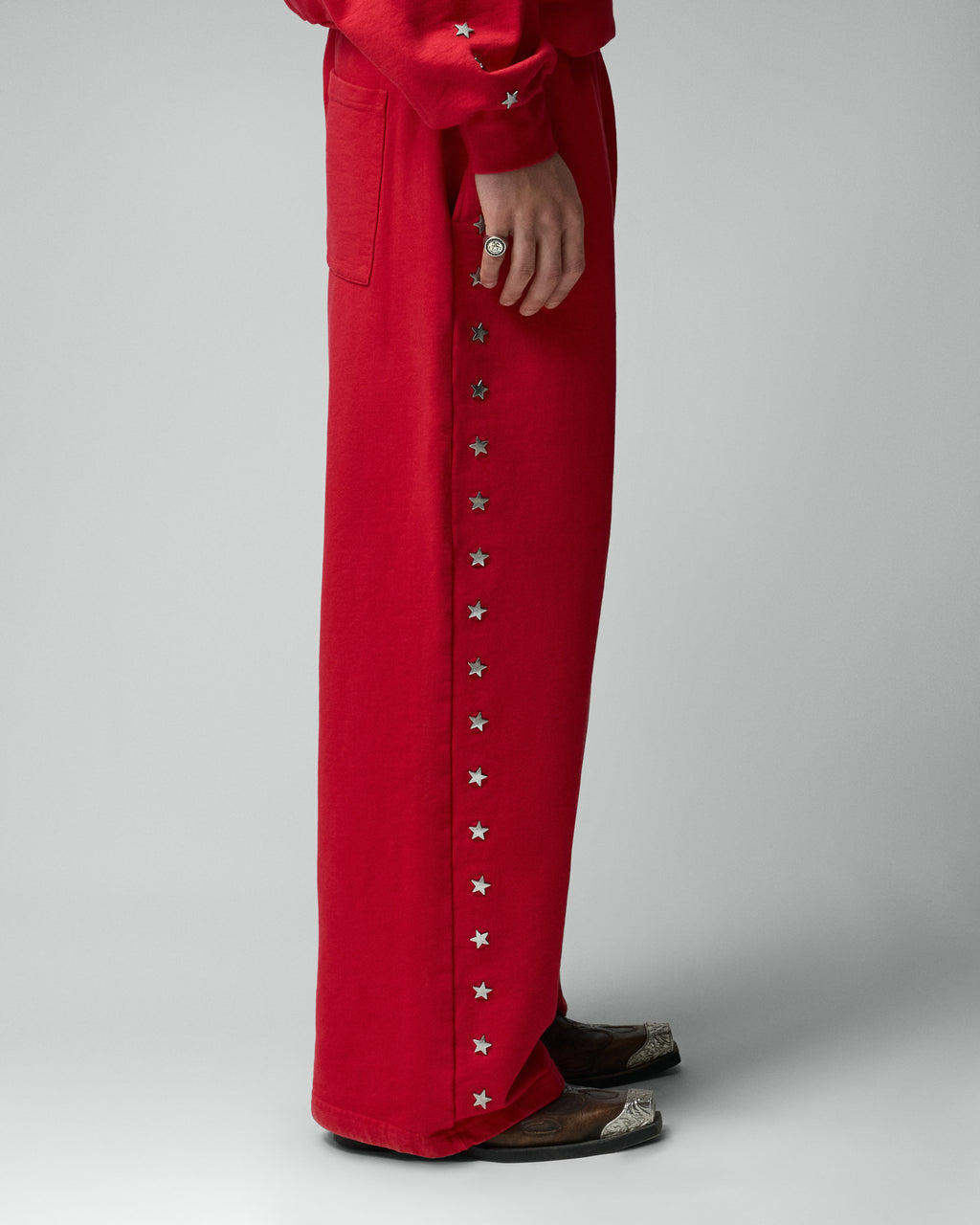 Stars Studded Red Sweatpants