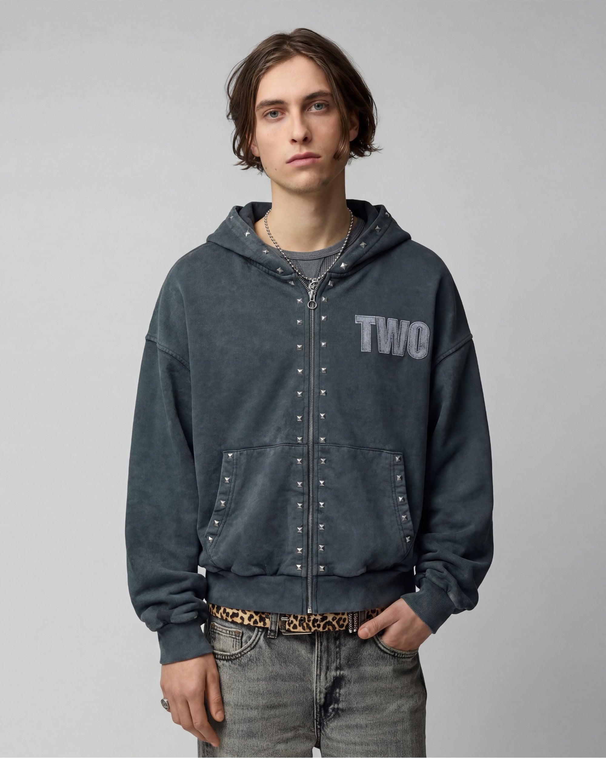 Studded Zipper Black – Twojeys