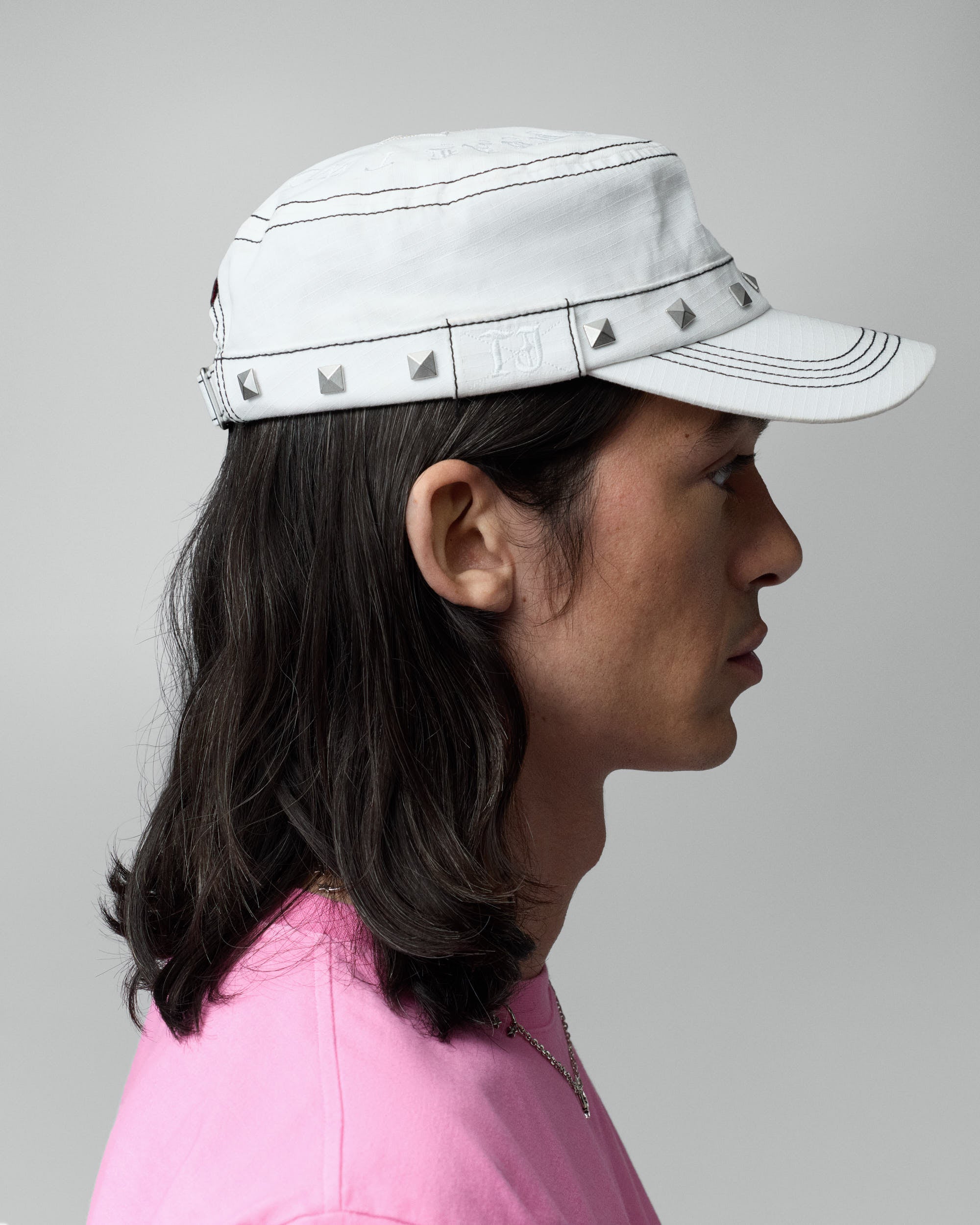 Studded White Guerrilla Cap