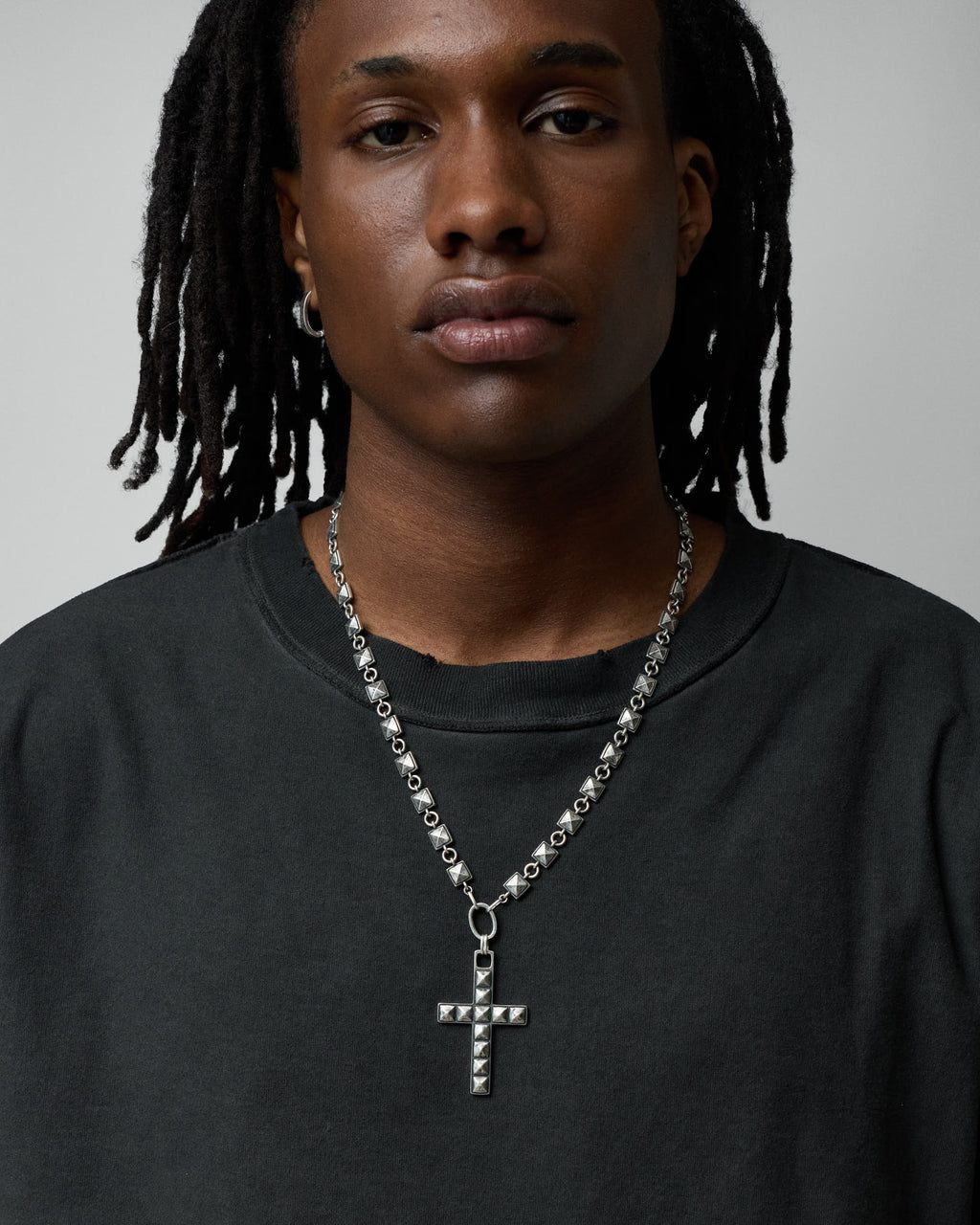 Heavy Studded Cross Necklace