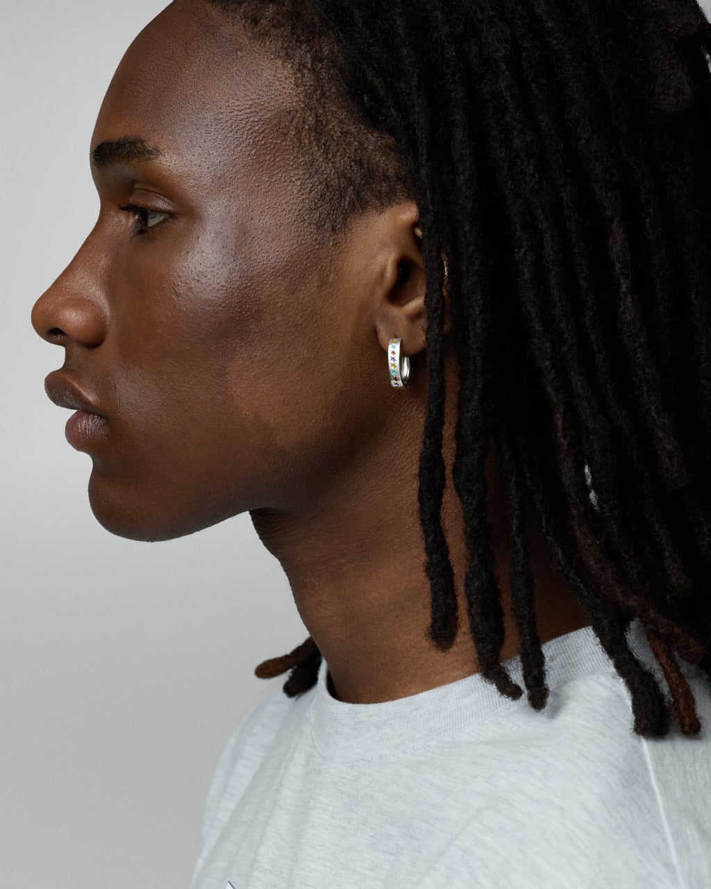 Multicolor Enameled Link Earring L