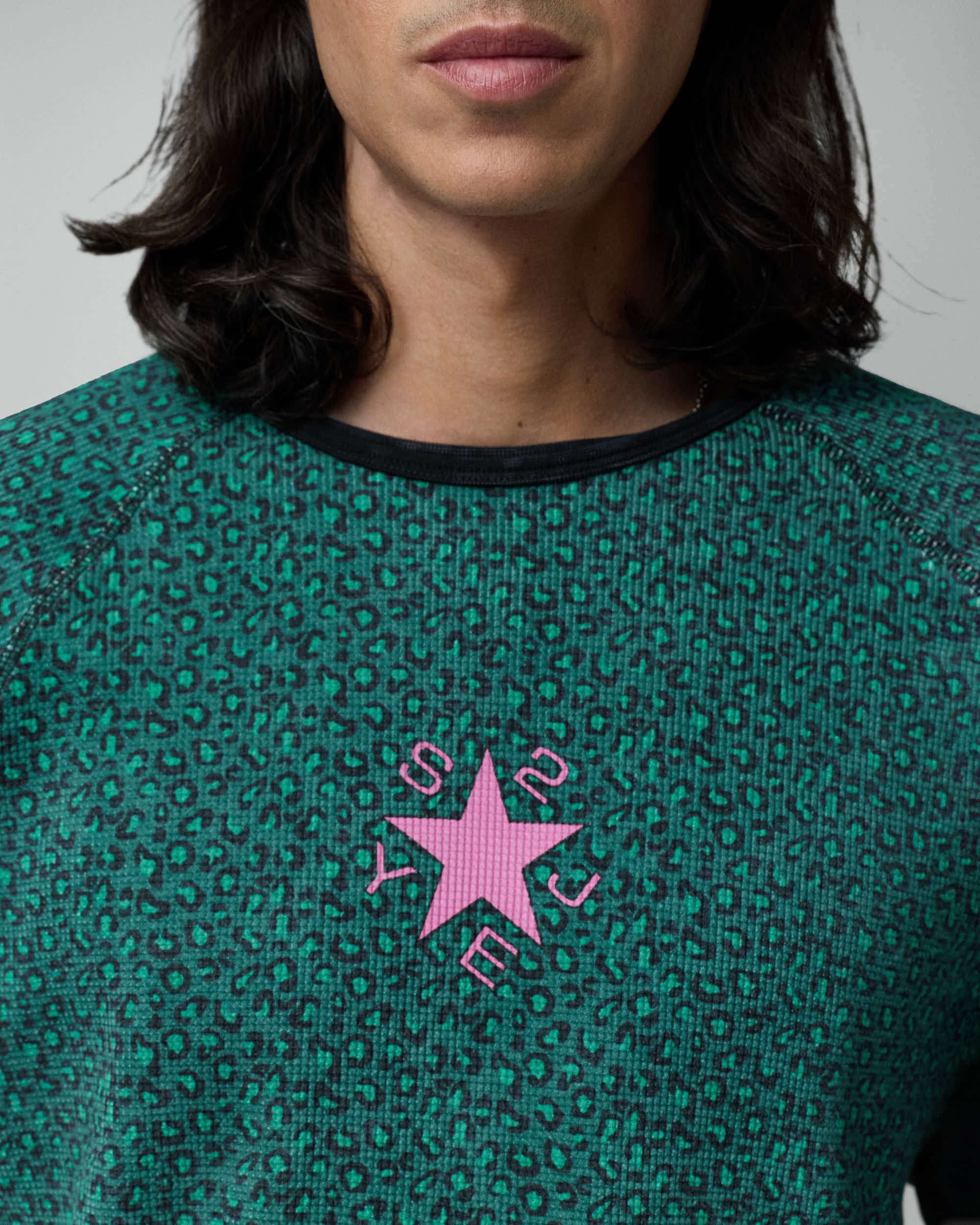 Wafflle Long Sleeve Green Cheetah