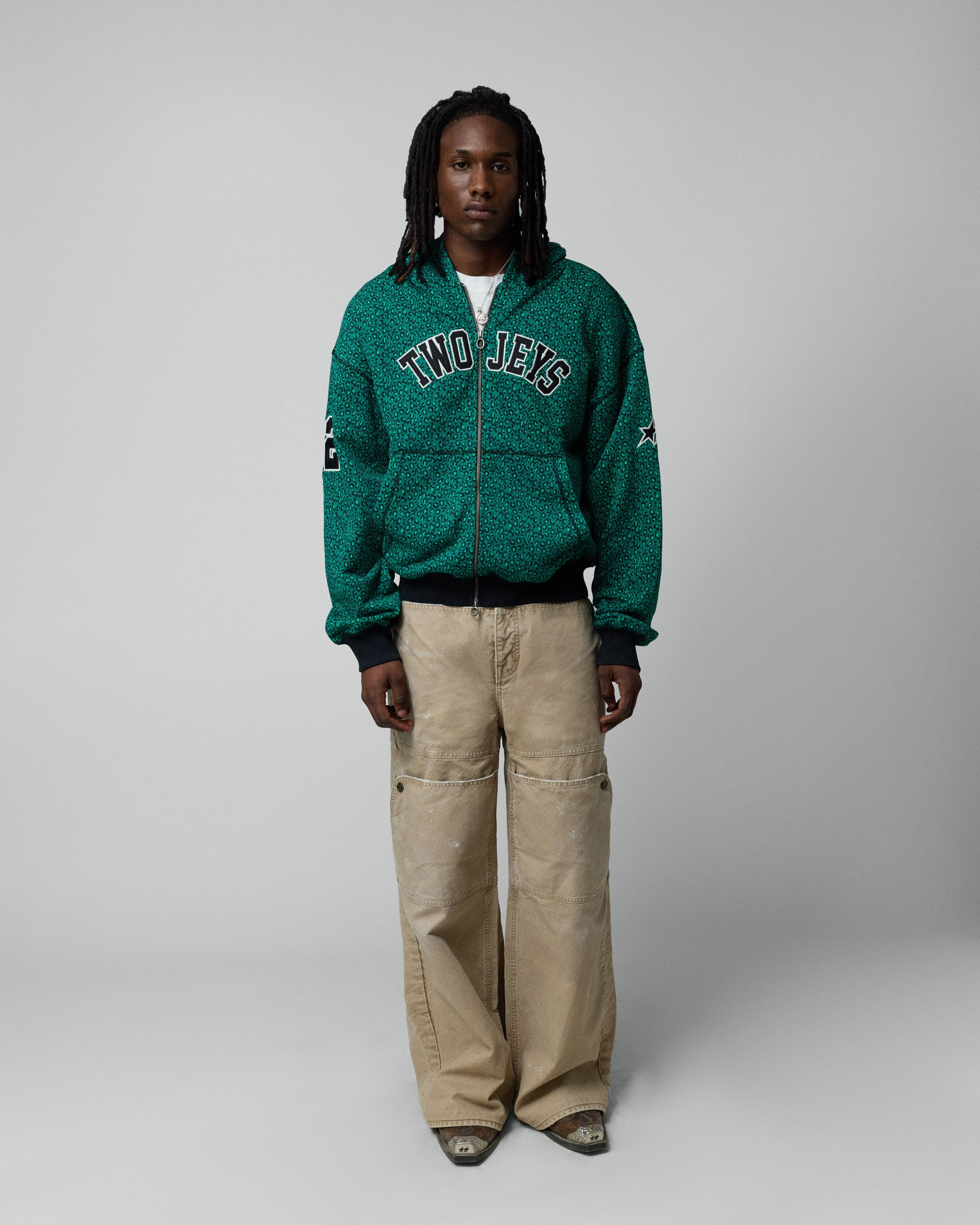 jipijapa ナイロンジャケット　グリーン（3） Vintage Varsity Zipper Green Cheetah – Twojeys
