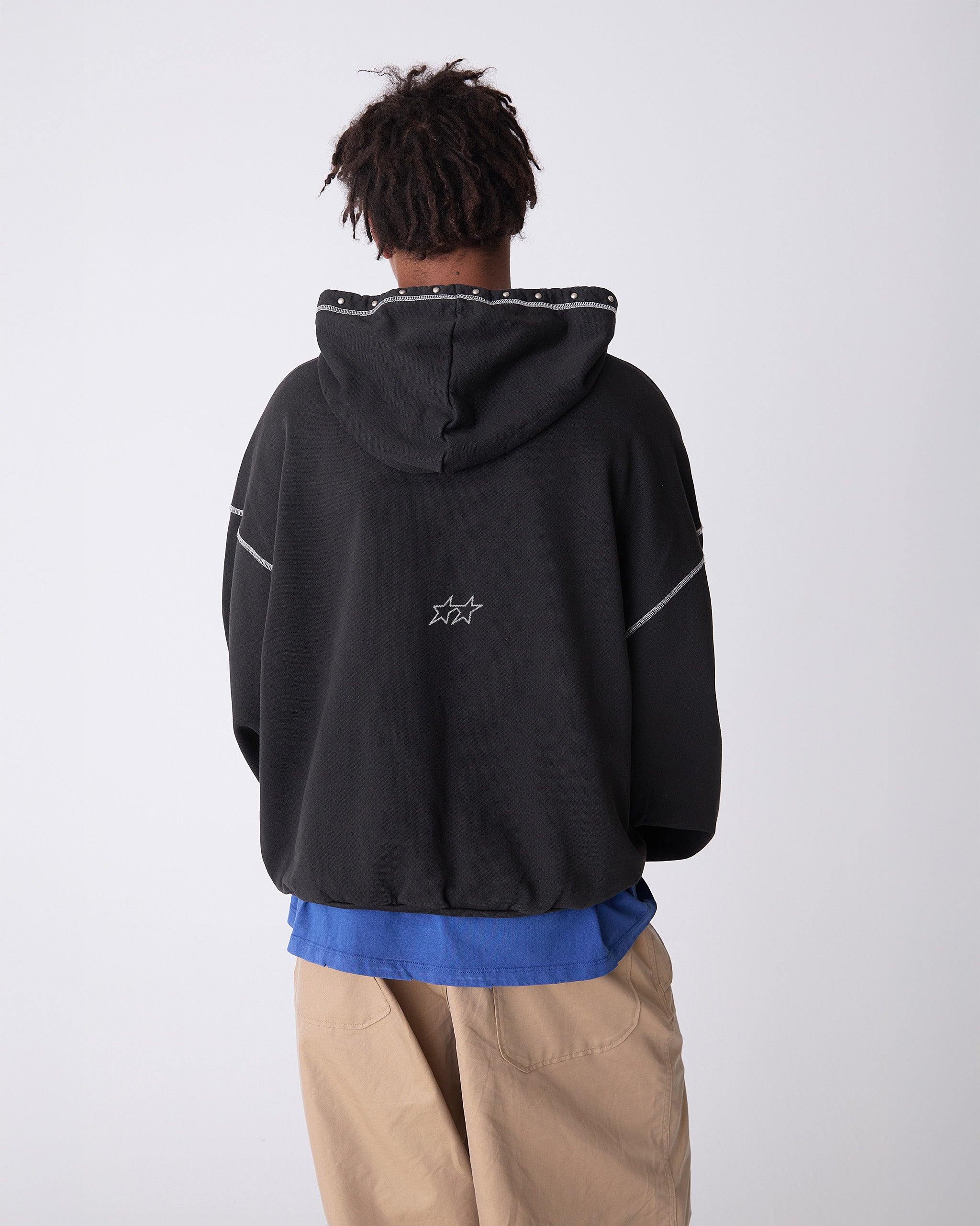 Black Contrast Varsity Stud Hoodie – Twojeys