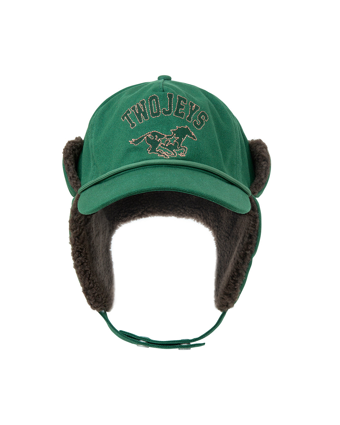 Twojeys Varsity Green Earflap – front view