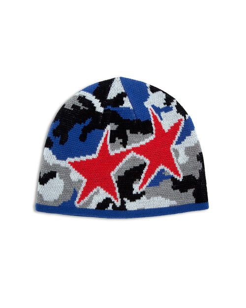 Reversible Icon Camo/Navy Beanie – front view