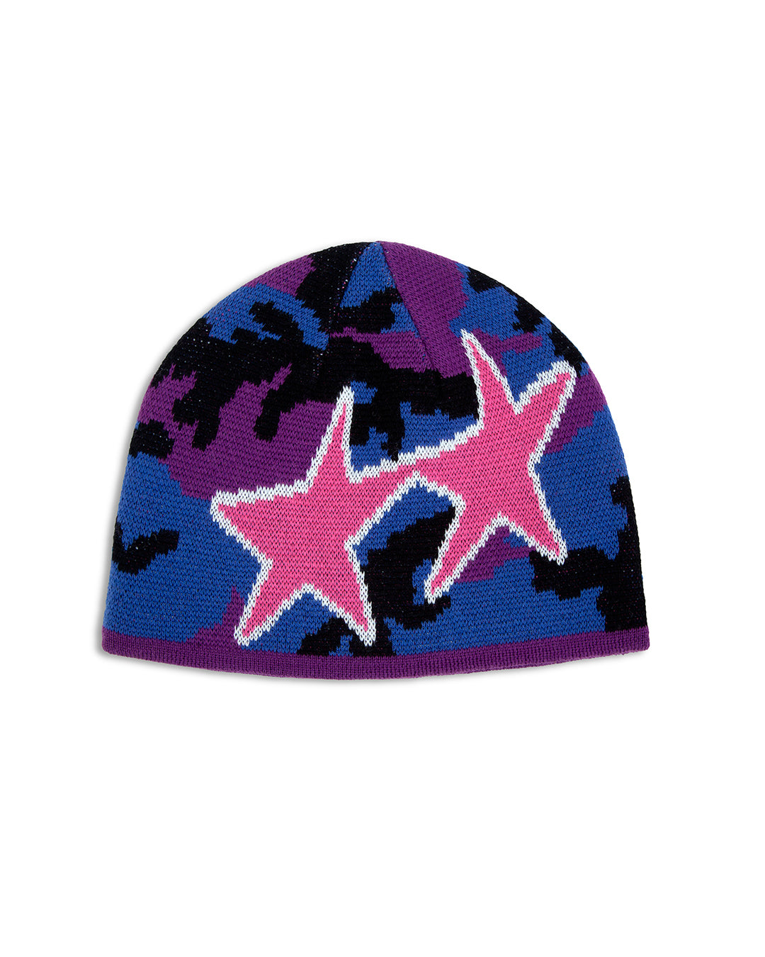 Reversible Icon Camo/Purple Beanie – front view