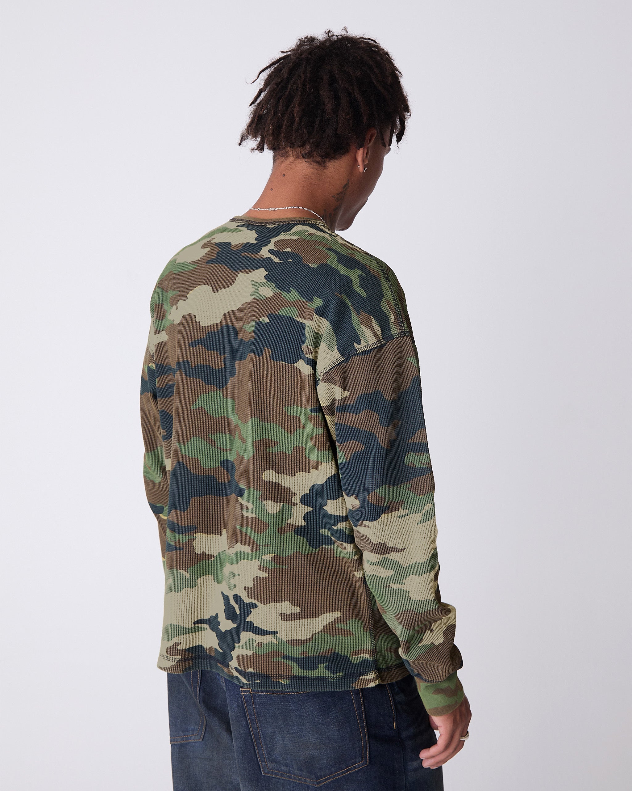 トップス beeden camo waffle just fit tops Women's Tall Cropped Waffle Green Tee Camo Print | American Tall