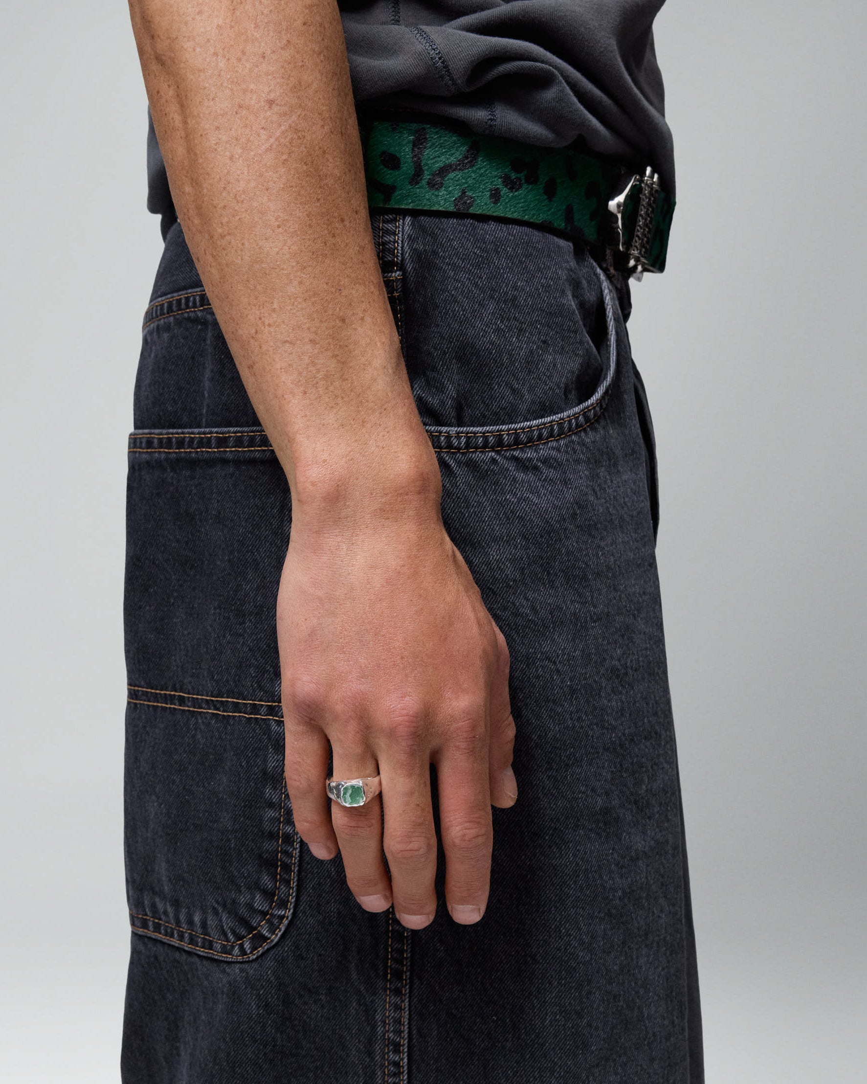 Square Green Stone Signet