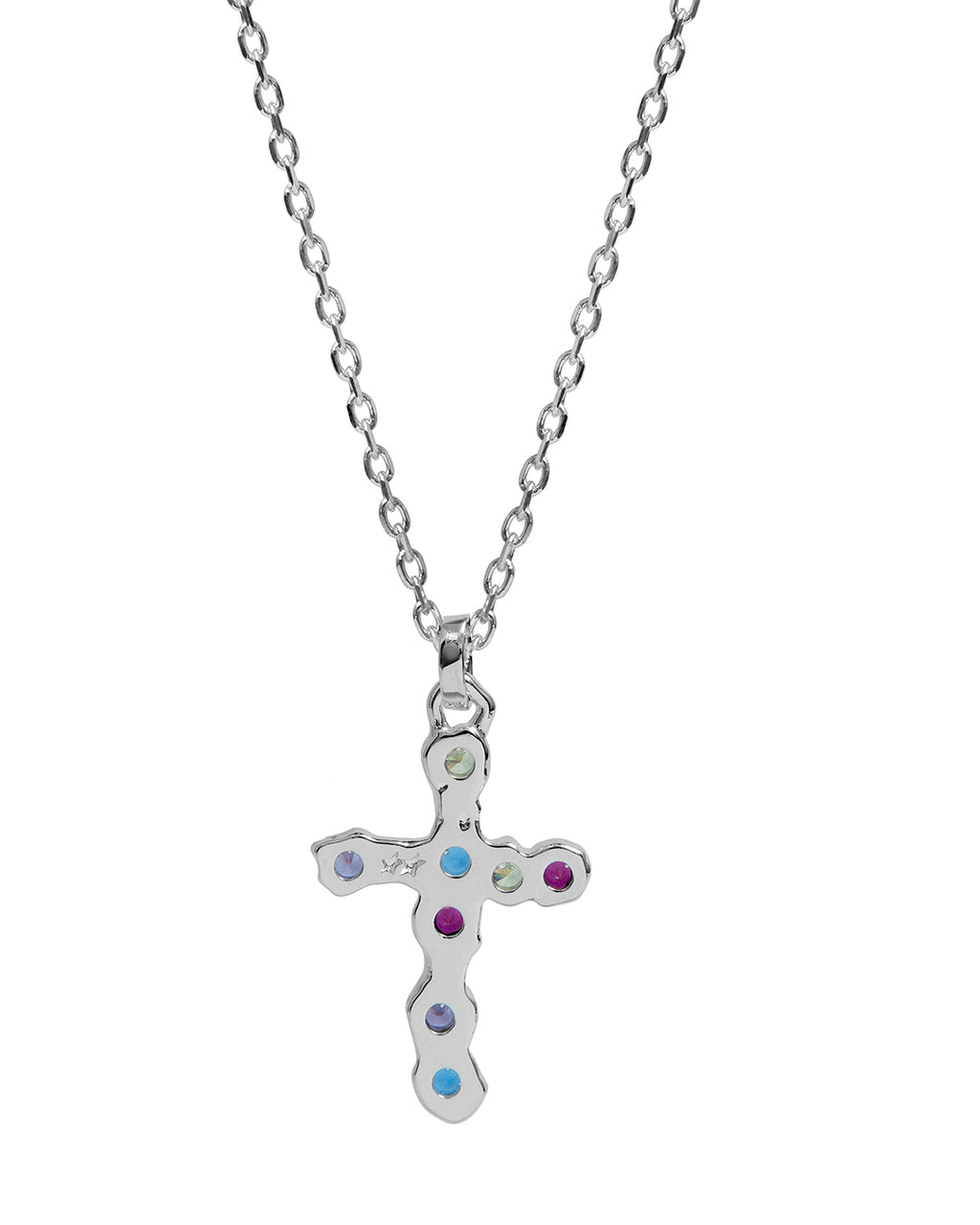 Multicolor Stone Cross Necklace