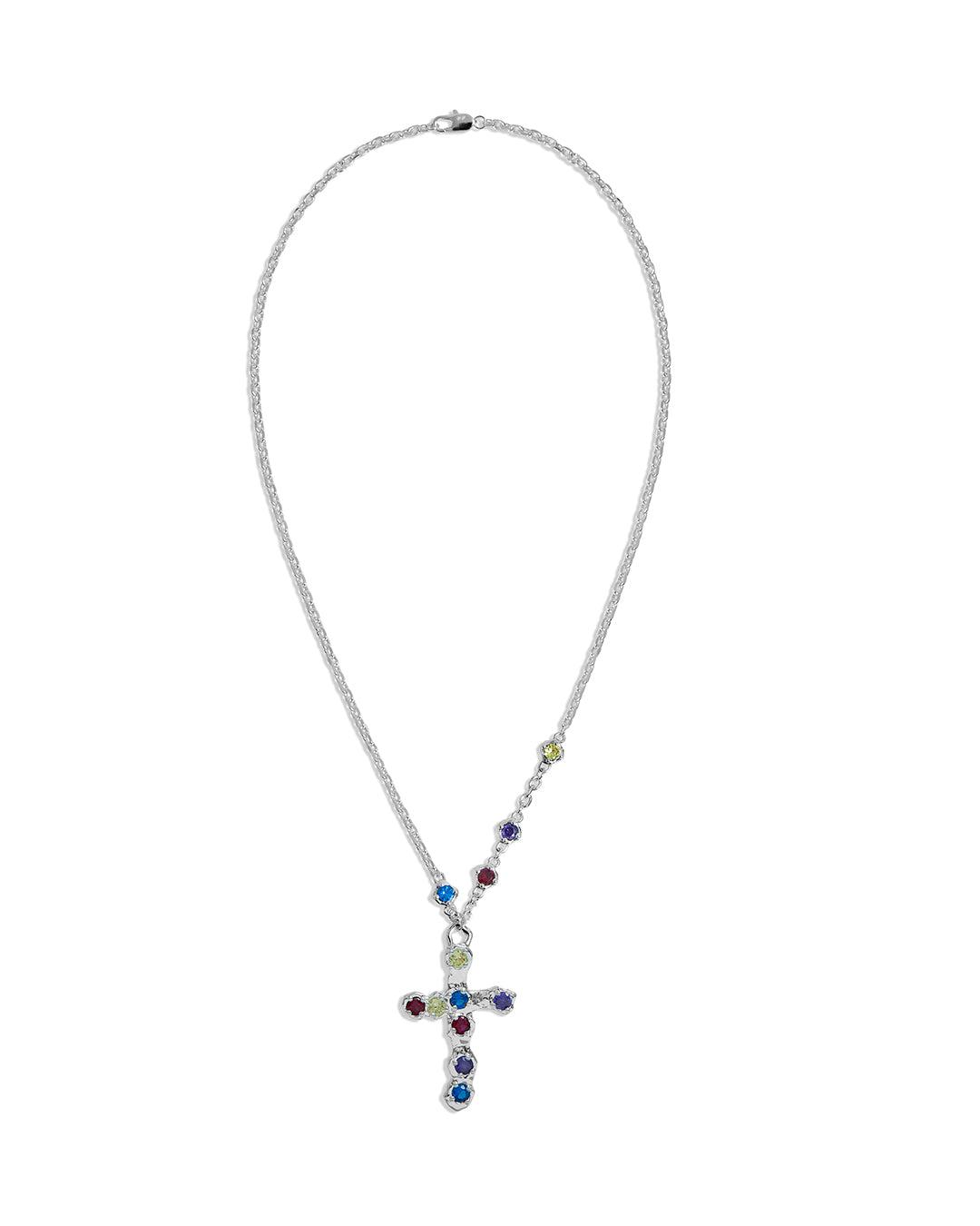 Heavy Multicolor Stone Cross Necklace – Twojeys