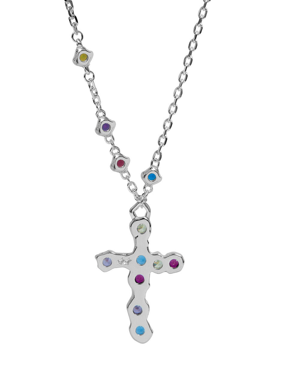 Heavy Multicolor Stone Cross Necklace